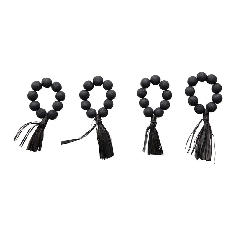 Black Wood Bead Napkin Rings