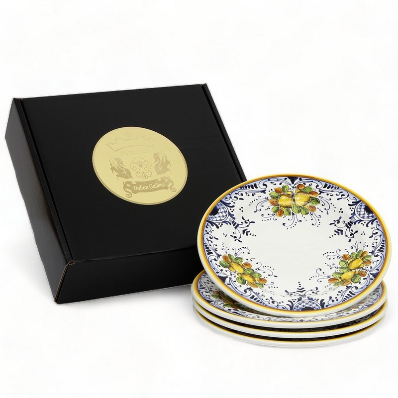 GIFT BOX: With Deruta Dinner Plate – LIMONCINI design (4 Pcs)