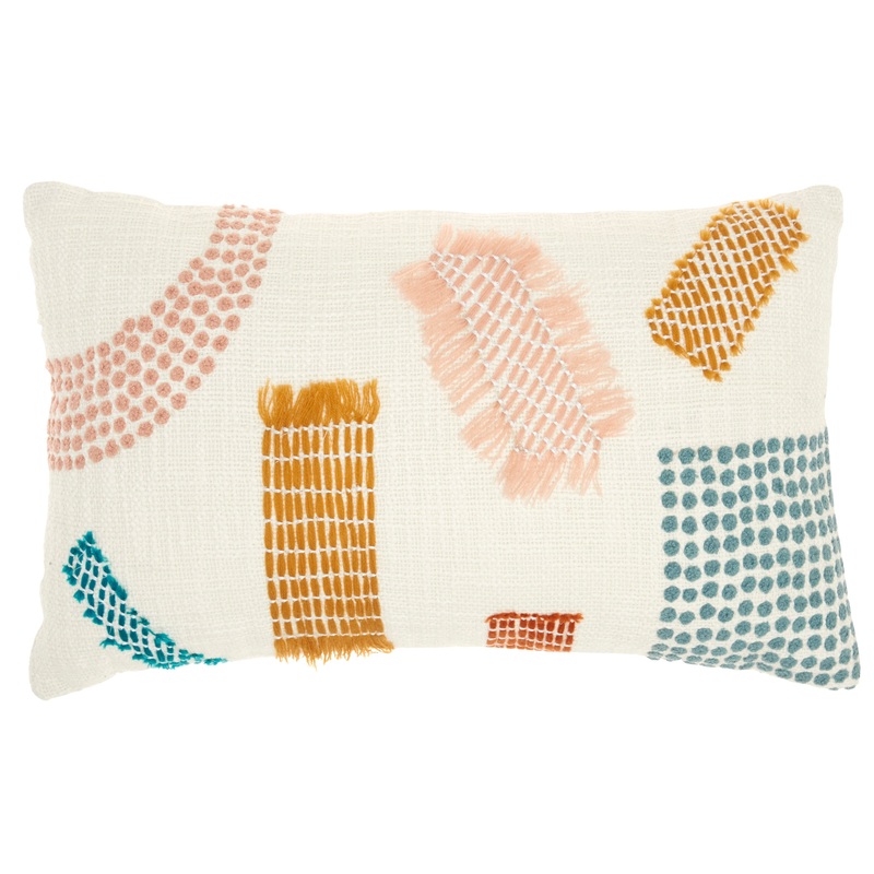 Life Styles AZ612 Cotton Woven Patches Throw Pillow From Mina Victory By Nourison Rugs