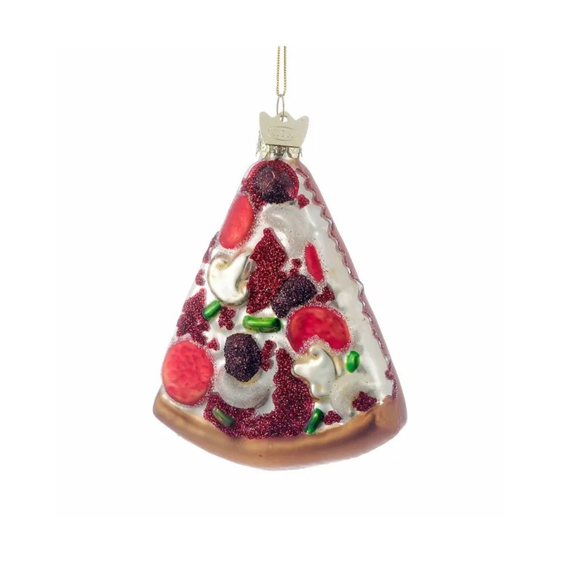 Noble Gems Kurt Adler Glass Pizza Slice Christmas Ornament