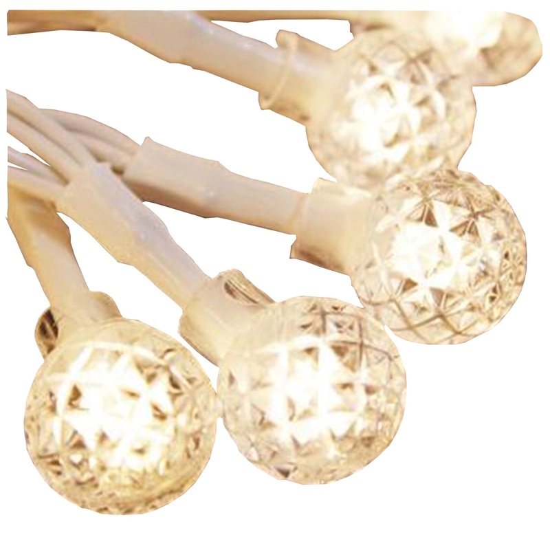 ProductWorks Indoor/Outdoor 300 LED-Faceted Berry String Light Curtain with 8-Function Controller, Warm White, 6.5ft x 10ft