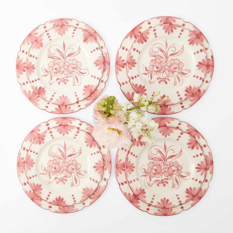 Seville Pink Gardnia Dinner & Starter Plates (Set of 8)