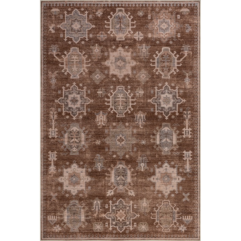 Thalia Medallion Spill Proof Washable Rug | Sienna Brown