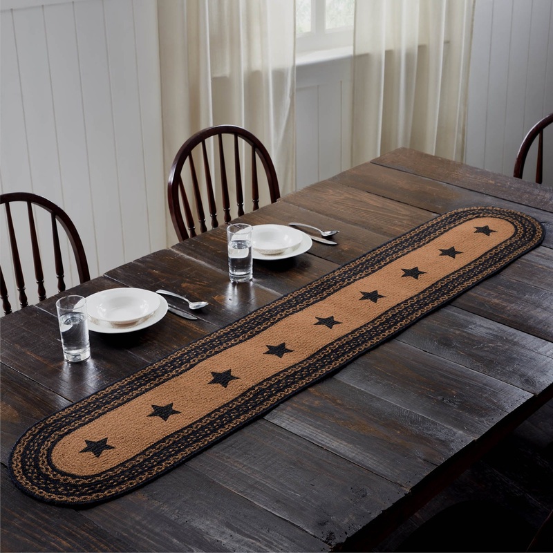 Farmhouse Jute Runner Stencil Stars 13×72