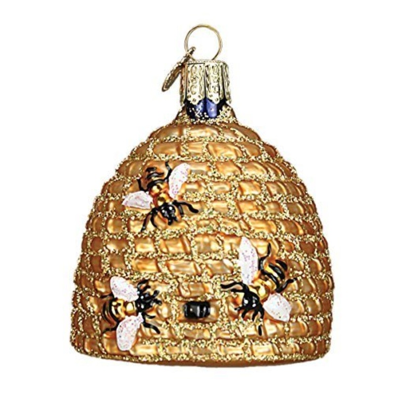 Old World Christmas Glass Blown Bee Skep Ornament
