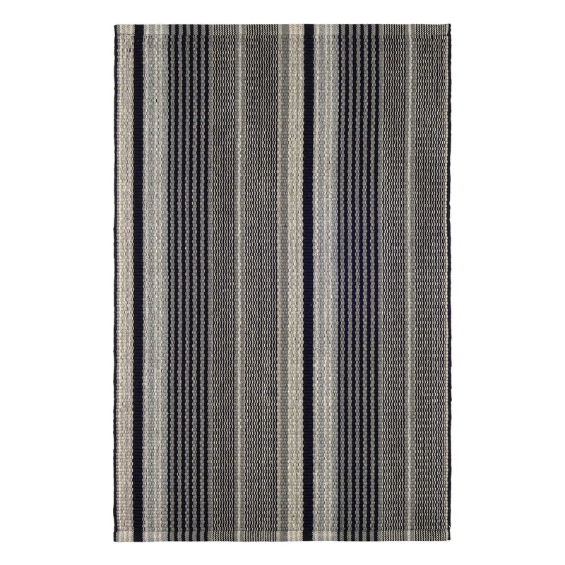 Alfie Ticking Handwoven Cotton Rug | Black
