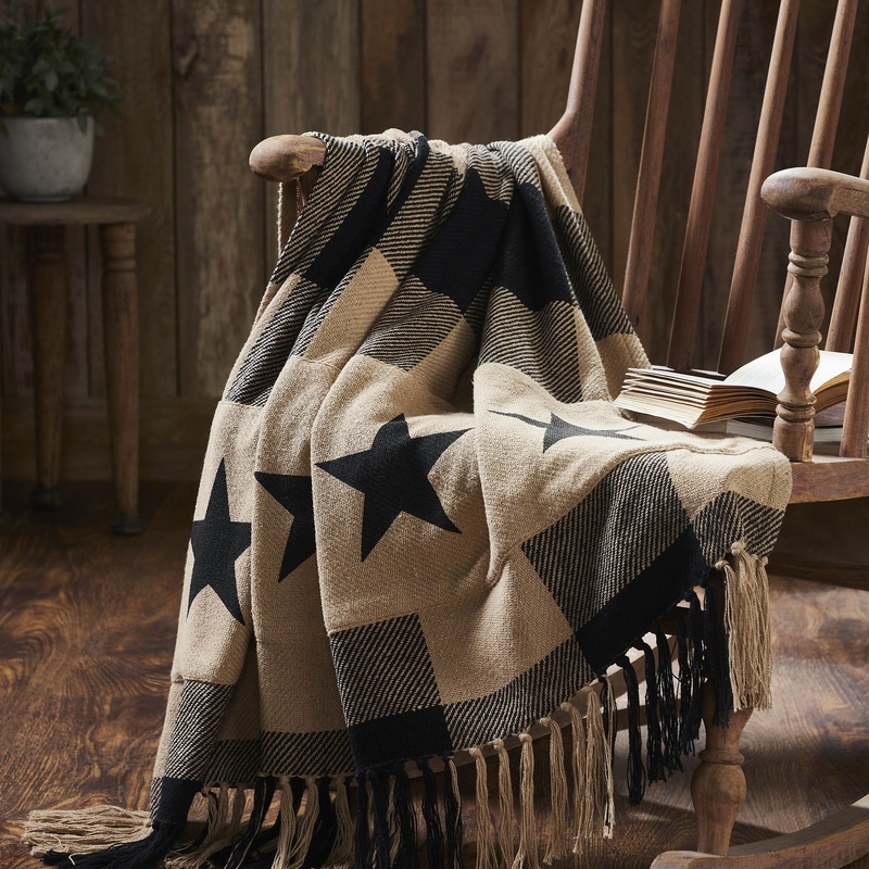 Black Check Star Woven Throw 50×60