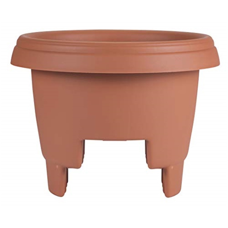 Bloem Classic Round Deck Balcony Rail Planter, Terra Cotta, 12″