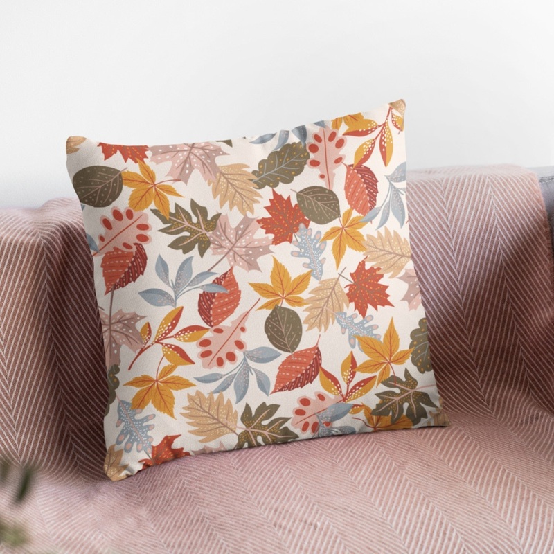Leaf Pattern Fall Decor Cushion Cover