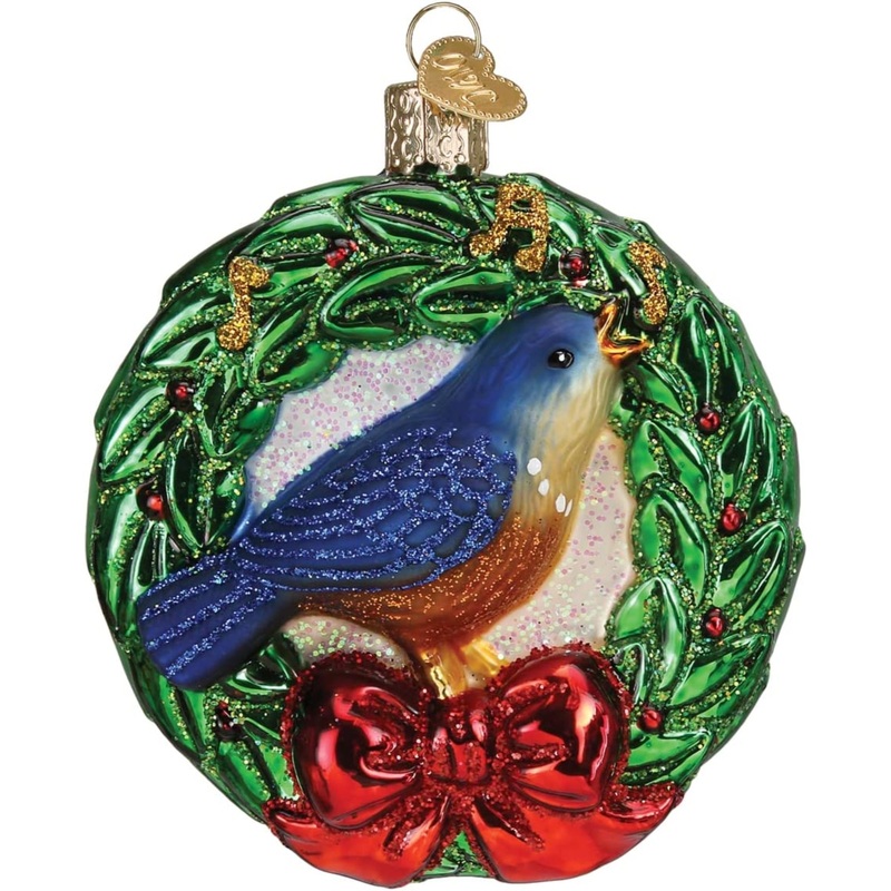 Old World Christmas Glass Blown Calling Bird Ornament, 3.75″