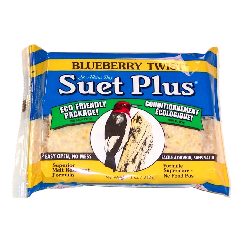 Wildlife Sciences Suet Plus Blueberry Twist Bird Feed, Melt Resistant Formula, 11oz