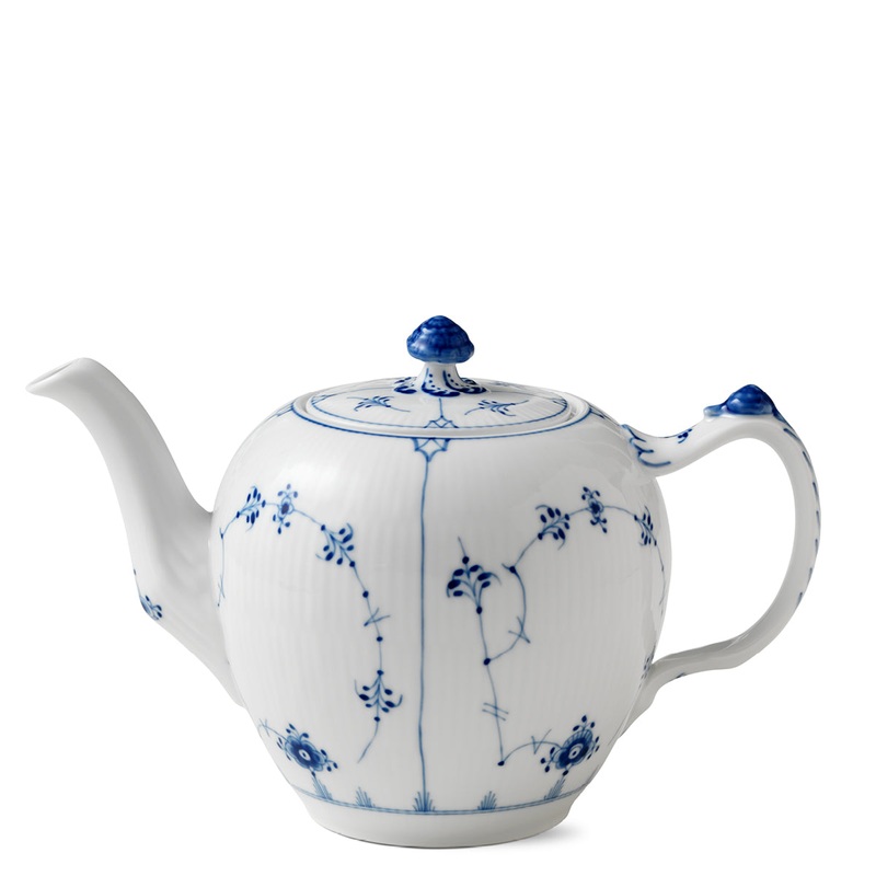 Blue Fluted Plain Teapot