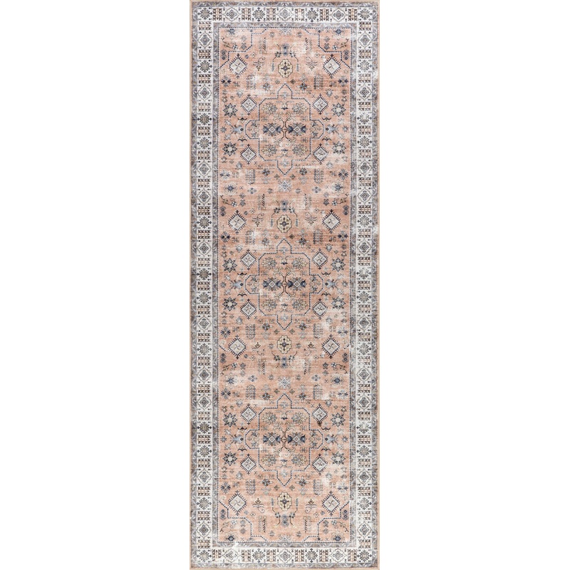 Darla Medallion Washable Rug | Peach