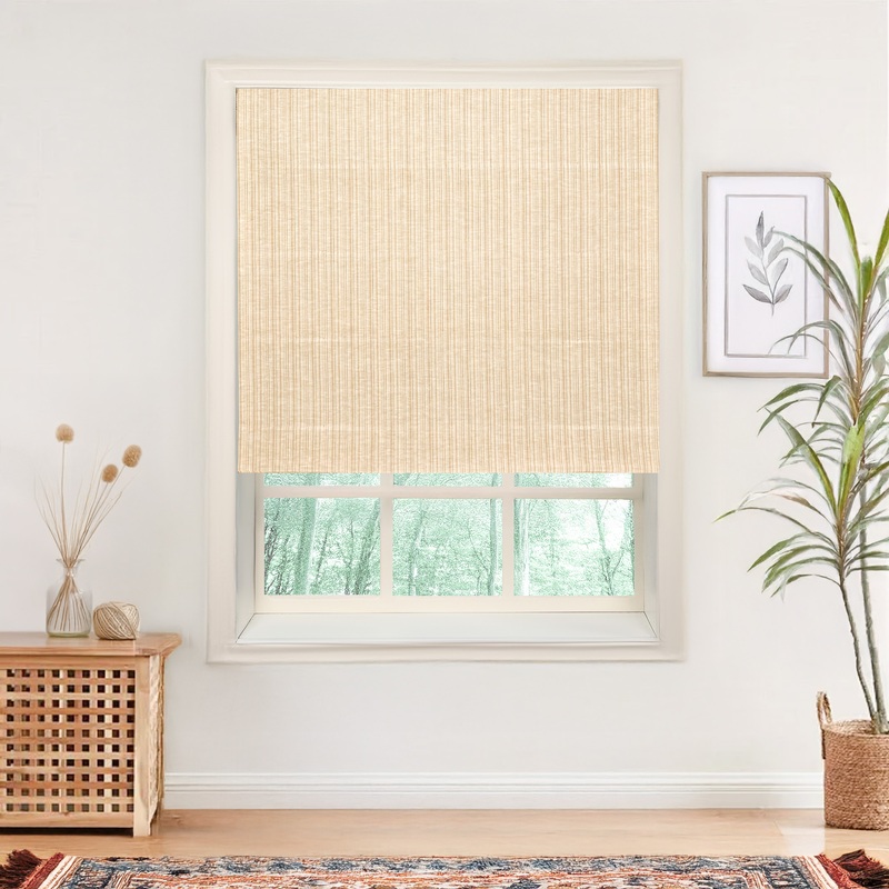 Natural Jute & Hemp No-Drill Blinds & Shades | Caramel Stripes