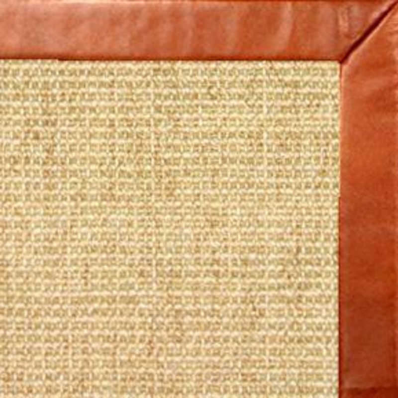 Sand Sisal Rug with Whiskey Leather Border