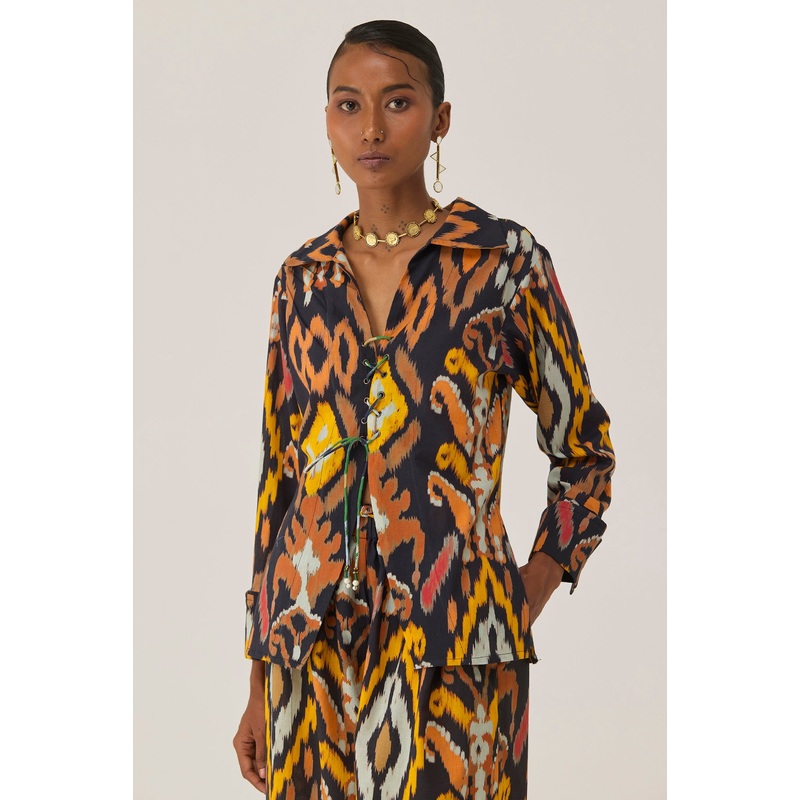 Sunset Ikat Grommet Top