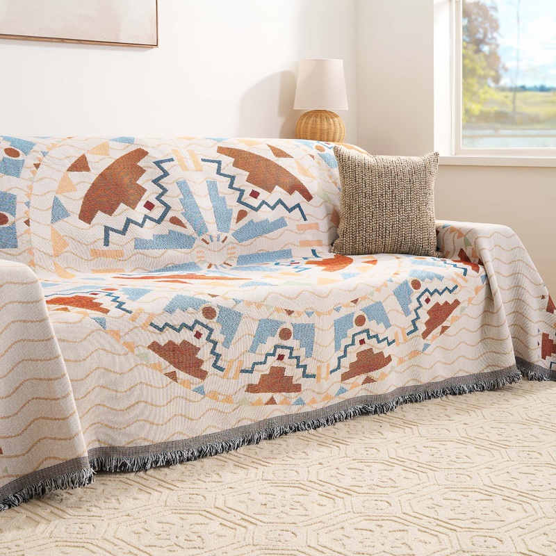 Vibrant Bohemian Couch Cover Wear-Resistant Protective Machine-Washable for a Stylish Pet-Friendly Cozy Home