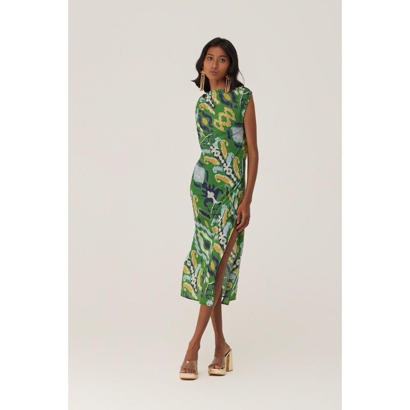 Empire Ikat Asymmetric Bias Dress