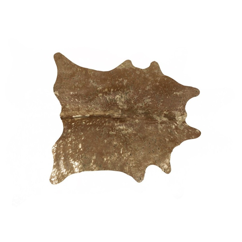Gold Cowhide Hand Knotted Rug  Stain Resistant Area