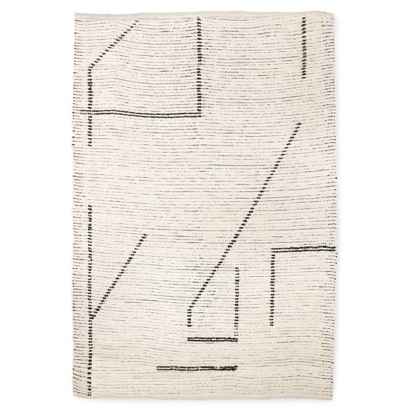 Hand Woven Cotton Rug Cream/Charcoal (200×300)