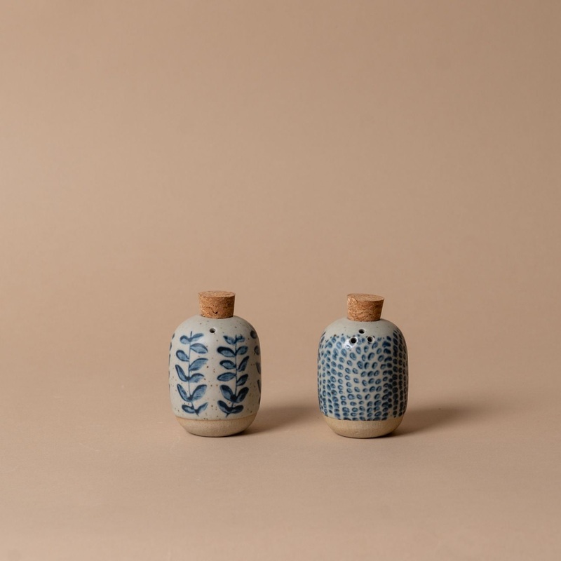 Printed Stoneware Salt & Pepper Shaker Set