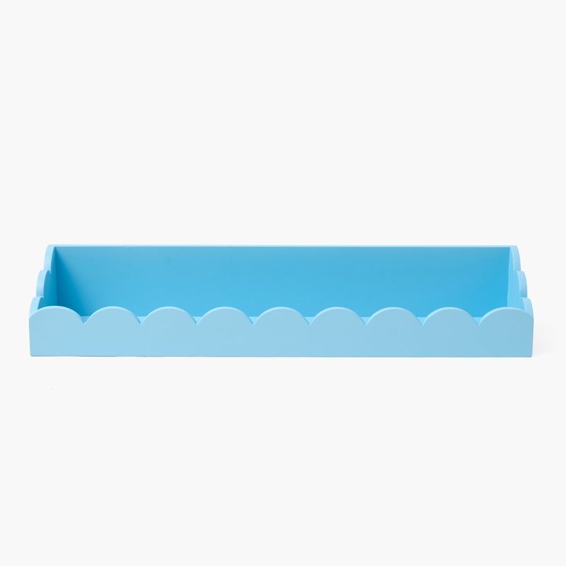 Soft Blue Scalloped Lacquer Shelf