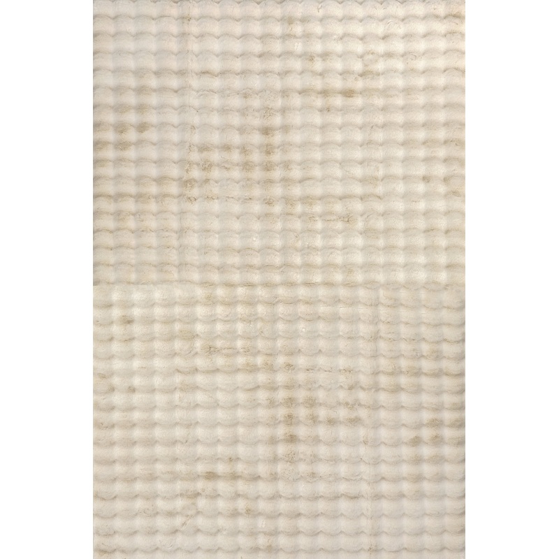 Ivana Checkered Plush Cloud Washable Rug | Beige