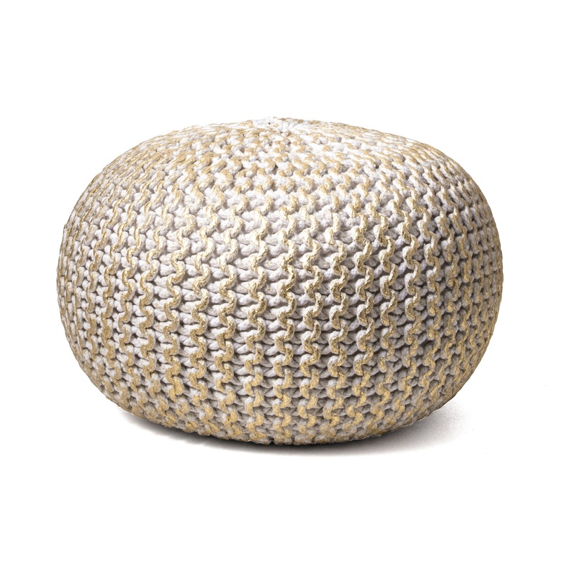 Knitted Round Pouf | Gold