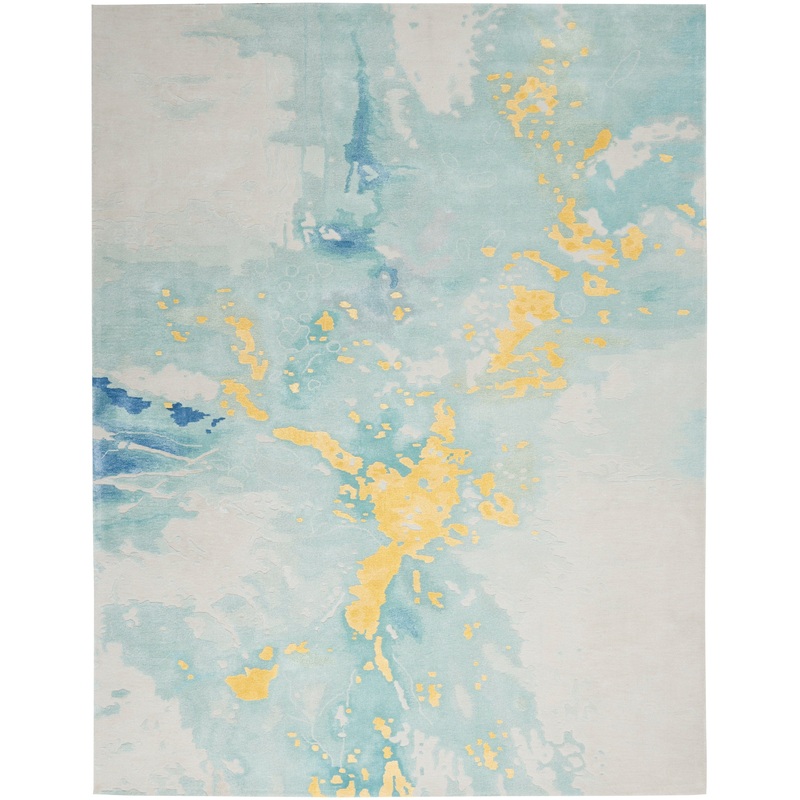 Nourison Prismatic 8’6″ x 11’6″ Seafoam Gold Modern Indoor Rug
