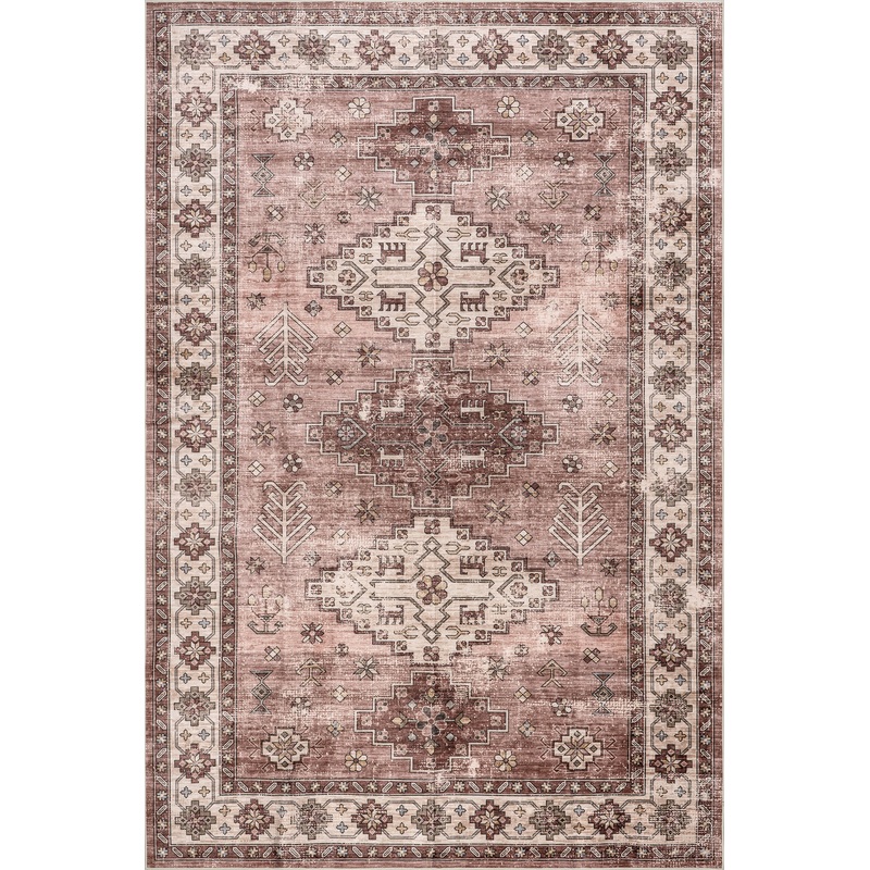 Barbary Distressed Spill Proof Washable Rug | Blush