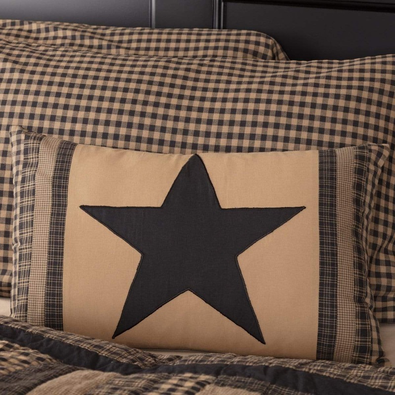 Black Check Star Patch Pillow 14×22