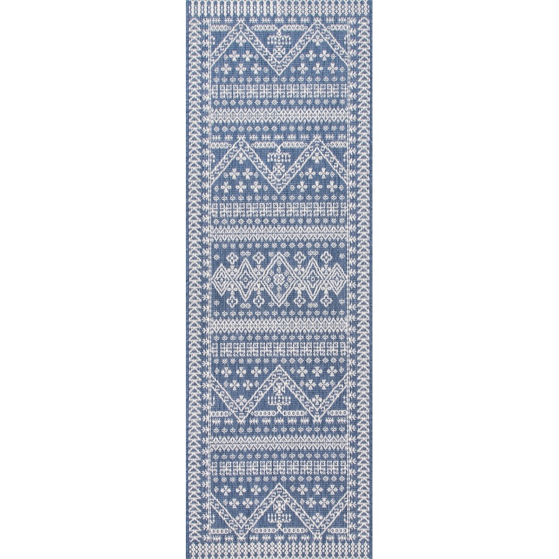 Diamond Bordered Indoor/Outdoor Rug | Blue