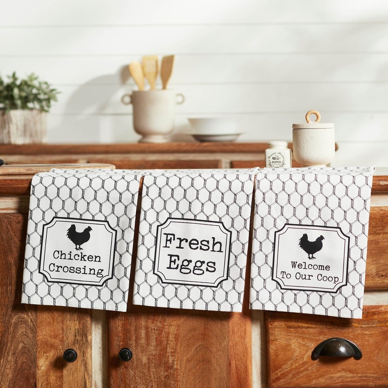 Down Home Chicken Crossing Tea Towel Set of 3 19×28
