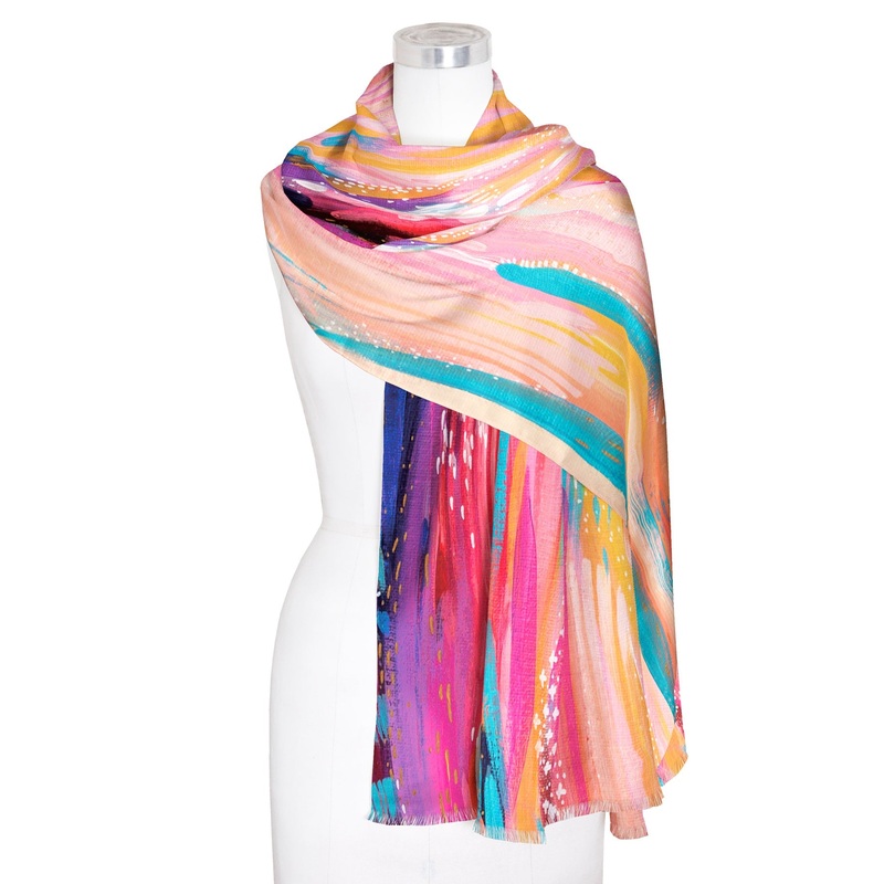 EttaVee’s Brush Strokes 90 Silk Blend Women’s Fashion Shawl
