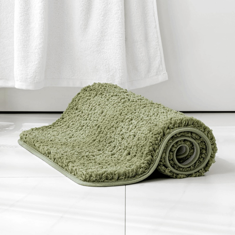 MIULEE Extra Thick Non Slip Bathroom Rug Shaggy Soft Bath Mat Plush Microfiber Absorbent Water for Shower Tub Machine Washable (Sage, 16×24 Inches)