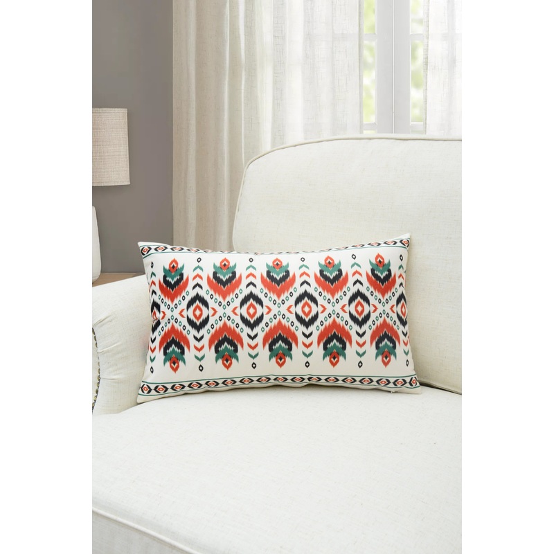 Red Ikat Motif Lumbar Pillow