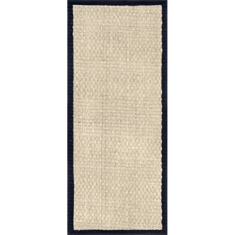 Checker Weave Seagrass Rug | Black