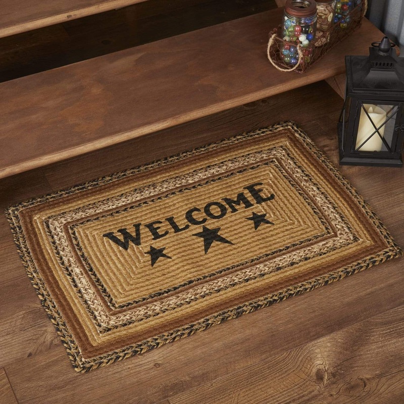 Kettle Grove Jute Rug Rect Stencil Welcome w/ Pad 20×30