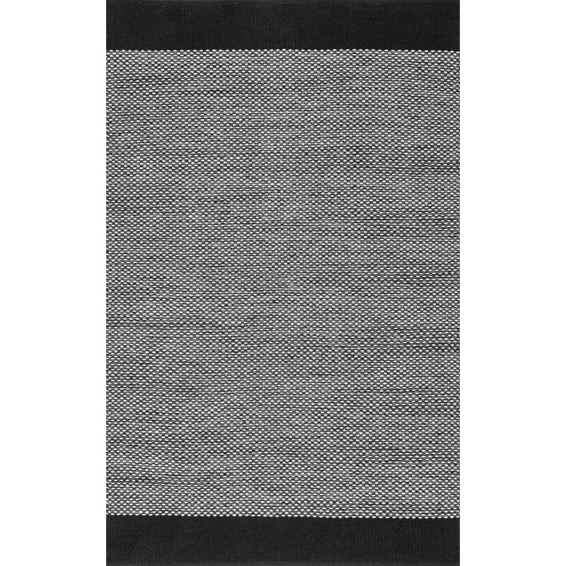 Reversible Cotton Solid Flatweave Rug | Black