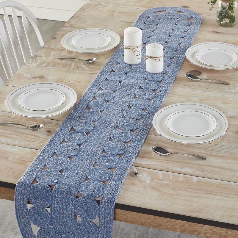 Celeste Blended Blue Indoor/Outdoor Runner Oval 12×72