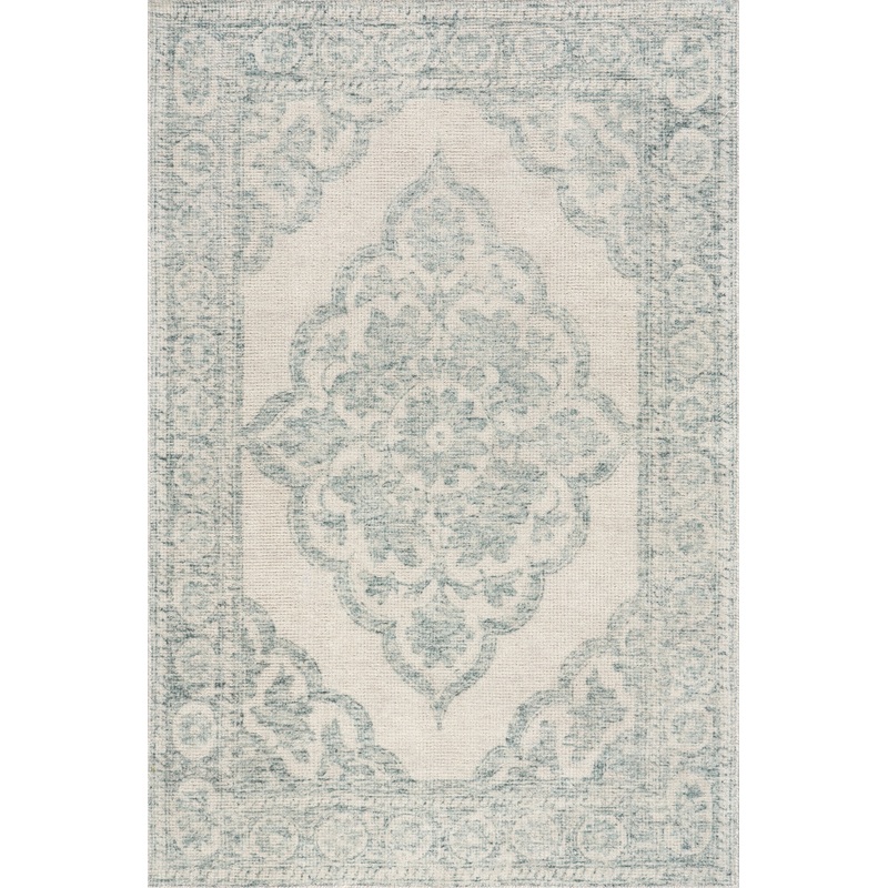 Istanbul Hand-Tufted Ornate Border Wool-Blend Rug | Teal