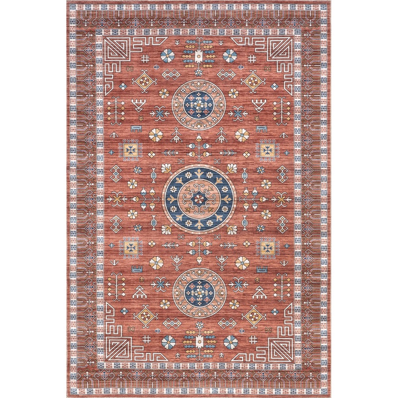 Gemma Washable Disks Rug | Red