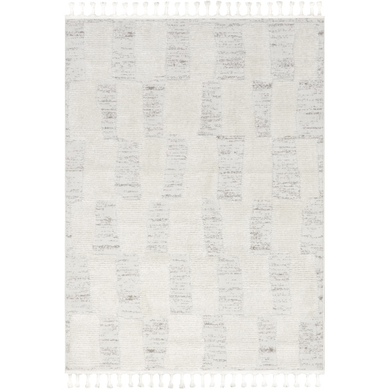 Irma Geometric Tasseled Rug | Light Beige