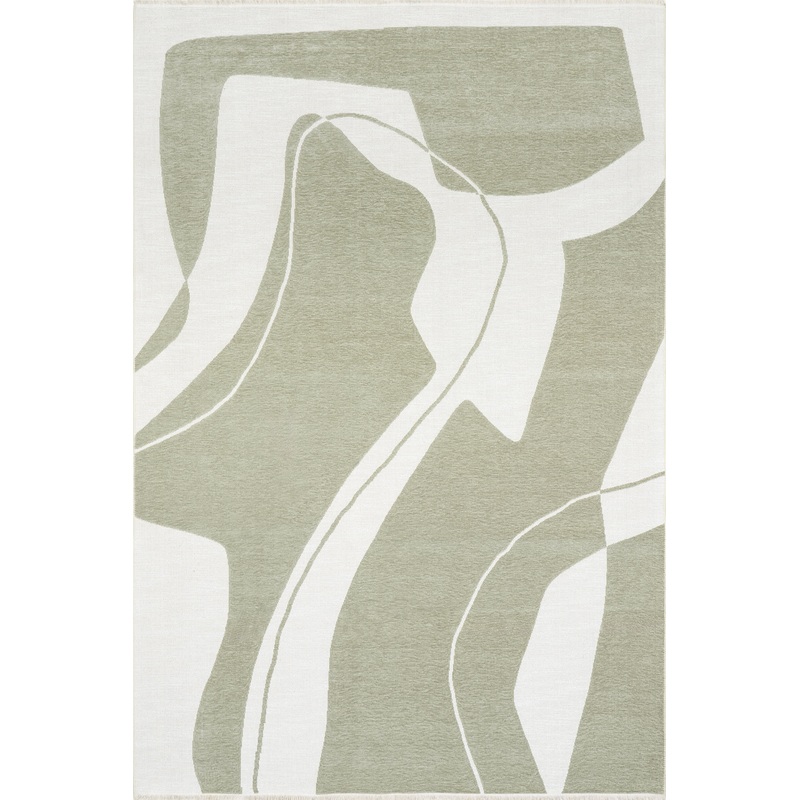 Marion Abstract Fringed Reversible Washable Rug | Green