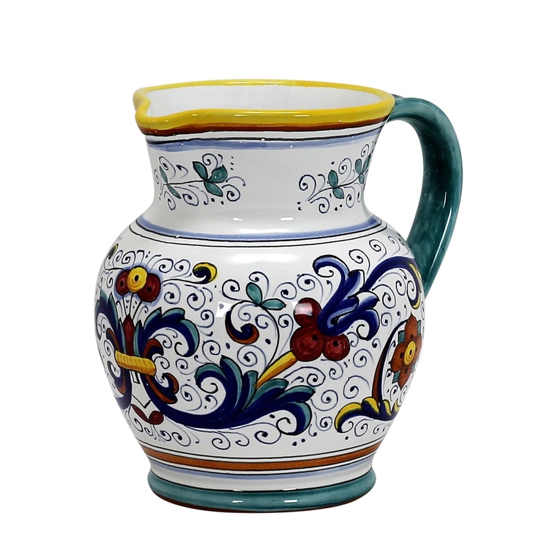 RICCO DERUTA DELUXE: Traditional Deruta Pitcher (1.25 Liters/42 Oz/4.5 Cups)