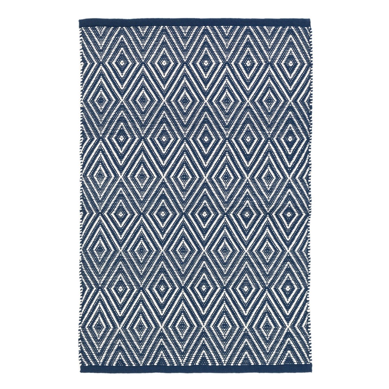 Diamond Handwoven Indoor/Outdoor Rug | Navy/Ivory