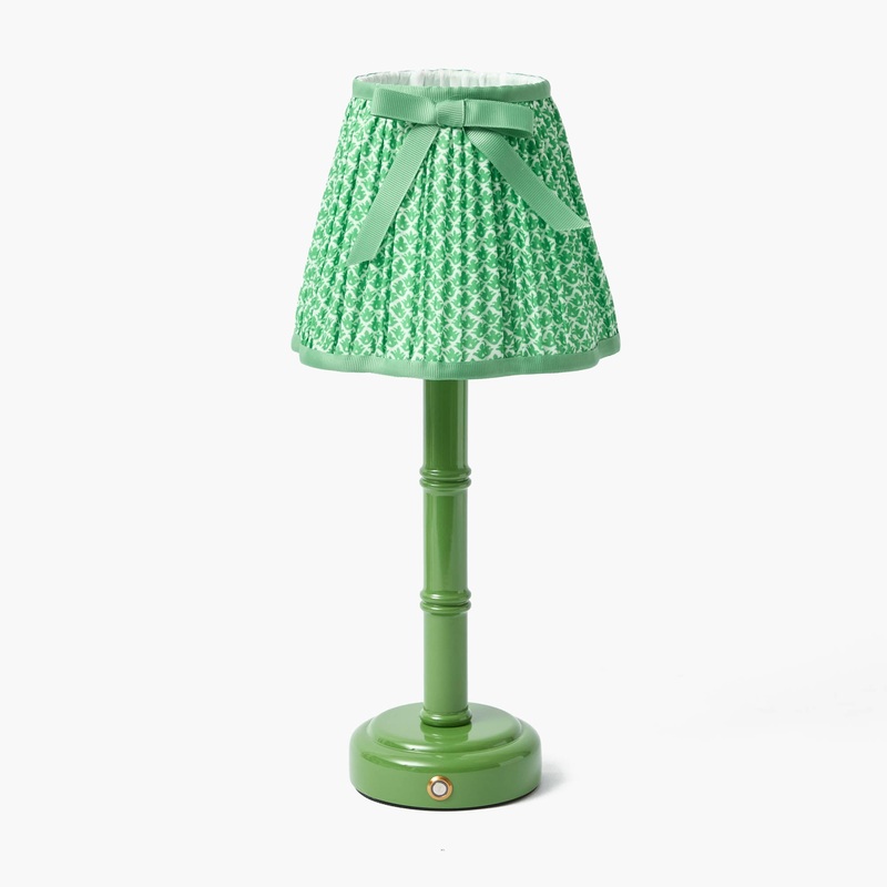 Green Leonora Lacquer Rechargeable Lamp with Green Lotus Bow Shade (18cm)