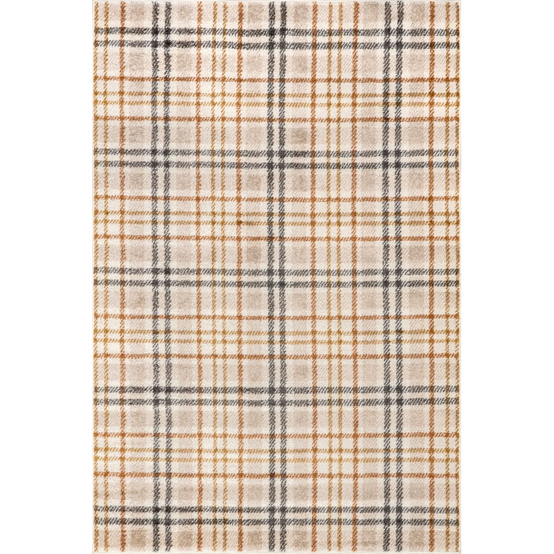 Mirielle Plaid Rug | Orange And Grey