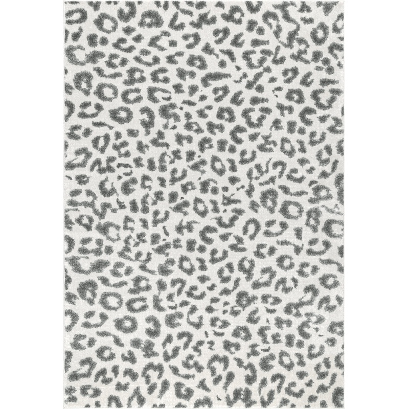 Coraline Leopard Printed Rug | Grey