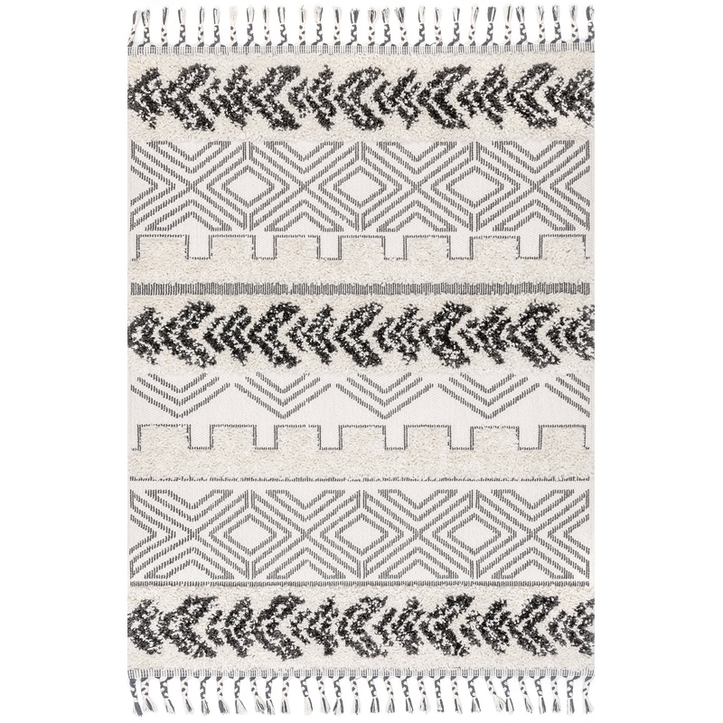 Banded Shag Rug | Light Grey